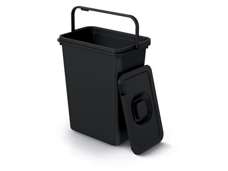 SYSTEMA BASIC FLAP čierny odpadkový kôš s vekom 10l