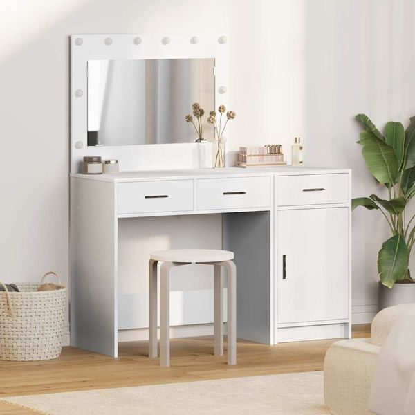 vidaXL Toaletný stolík so zásuvkou 2 pcs Biela Kompozitné drevo