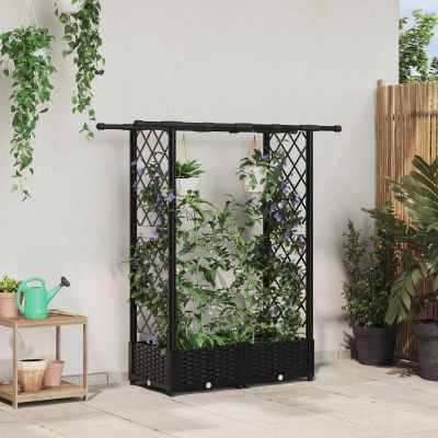 vidaXL Vyvýšený záhon s mriežkou a strechou Čierna 122,5 x 40 x 121 cm