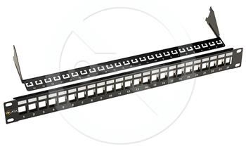 Univerzálny modulárny neosadený patch panel Solarix 24 portov čierny 1U SX24M-0-STP-BK-UNI Univerzálny modulárny neosadený patch panel Solarix 24 portov čierny 1U SX24M-0-STP-BK-UNI