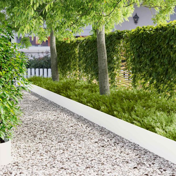 vidaXL Obrubník trávnika 20 pcs 103 x 25 cm Oceľ Biela