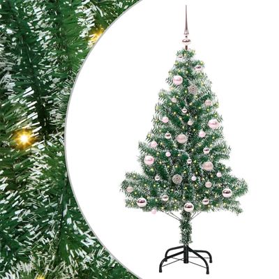 vidaXL Umelý vianočný stromček, snehom obalený, s LED svetlom 150 cm