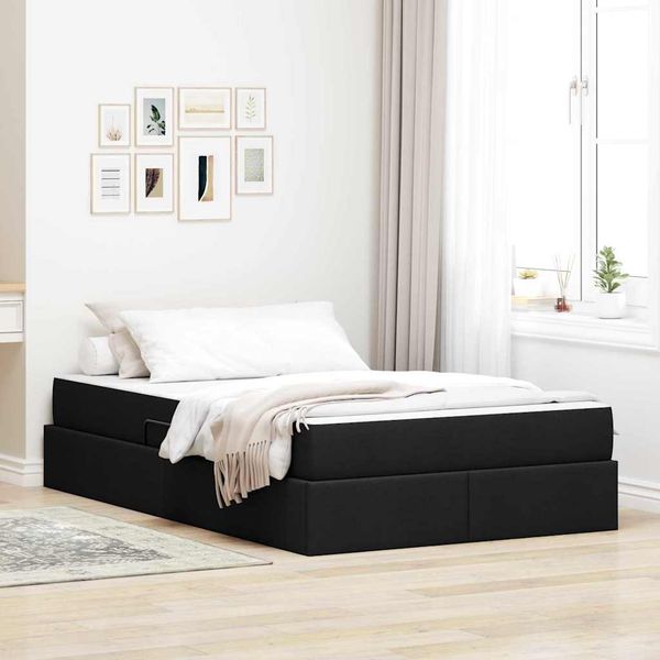 vidaXL Postel s úložným prostorem a matrací Čierna 120 x 200 cm