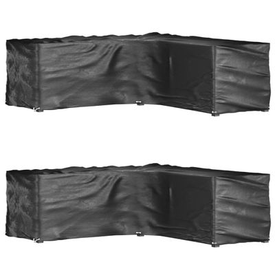 vidaXL Kryty na záhradný nábytok v tvare L 2ks 16 očiek 285x285x90 cm