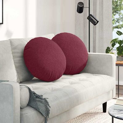 vidaXL Vankúše na sedenie 2 pcs Víno červené Ø50 x 19 cm látka