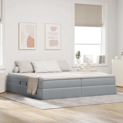 vidaXL Postel s úložným prostorem a matrací Svetlosivá 200 x 200 cm