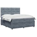 vidaXL LED boxspring posteľ s matracom Tmavosivá 200 x 200 cm Zamat
