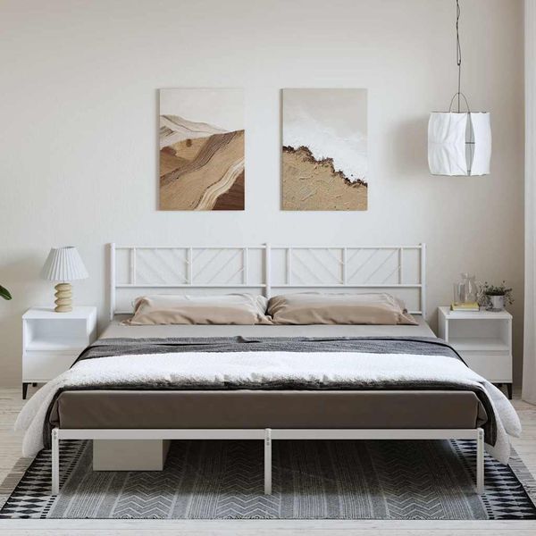 vidaXL Kovový rám postele s čelom biely 193x203 cm