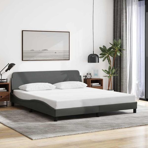 vidaXL Rám postele Dover tmavosivý 180x200 cm látkový