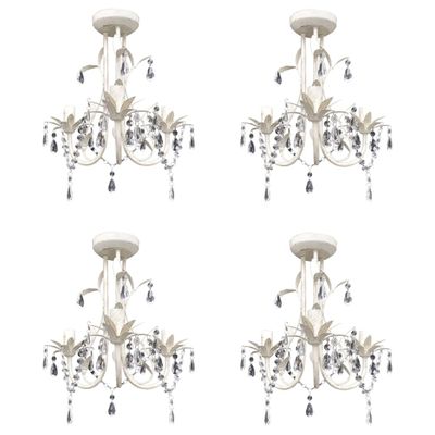 vidaXL Kryštálové závesné stropné lustre 4 ks elegantná biela