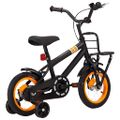 vidaXL Detský bicykel s predným nosičom čierny a oranžový 12 palcový