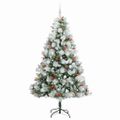 vidaXL Umelý vianočný stromček Zelená a biela 210 cm PVC, kov a plast