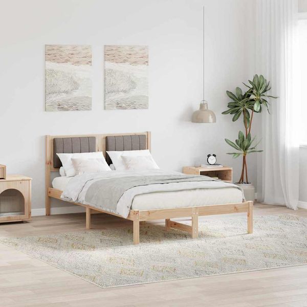vidaXL Rám postele s čalúneným čelom Sivohnedá 120 x 200 cm