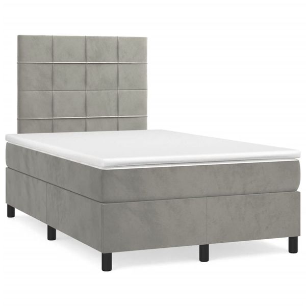 vidaXL Boxspring posteľ s matracom a LED, svetlosivá 120x190 cm, látka