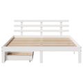 vidaXL Posteľný rám so zásuvkami biely 135x190 cm borovicový masív