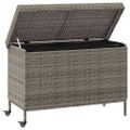 vidaXL záhradný úložný box s kolieskami sivý 110x55x73 cm polyratan