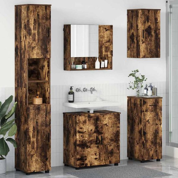 vidaXL Sada kúpeľňového nábytku 5 ks Dymová dub 61 x 35 x 64 cm