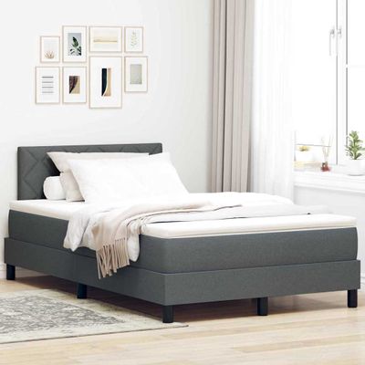 vidaXL Posteľ s pružinovým rámom Tmavo šedá 120 x 190 cm látka