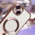 Farebné Chrome Mag puzdro pre iPhone 13 6,1" ružové zlato