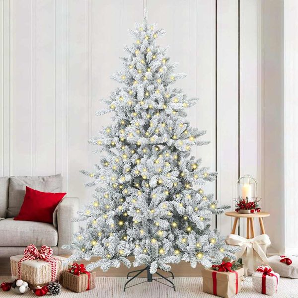 vidaXL Umelý Sklápací Vianočný Stromček Biela 210 cm PVC a oceľ
