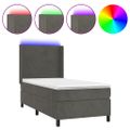 vidaXL Posteľ boxsping s matracom a LED tmavosivá 80x200 cm zamat