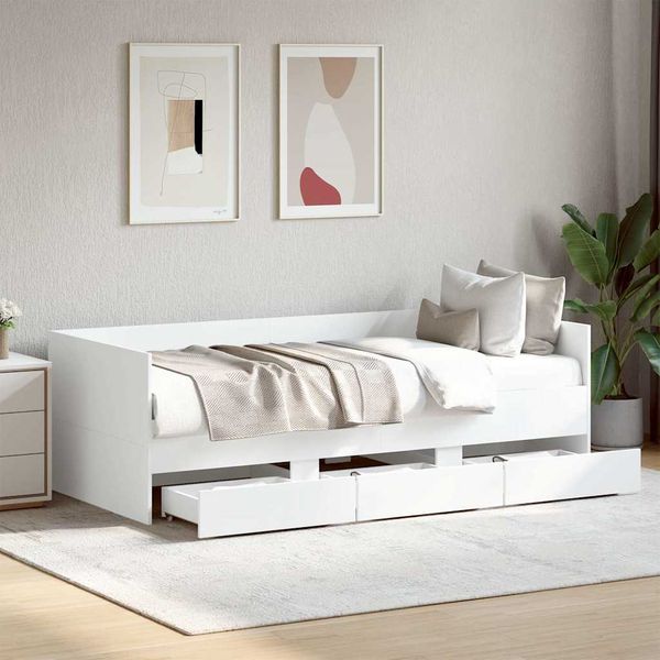 vidaXL Váľanda so zásuvkami bez matraca biela 90x190 cm