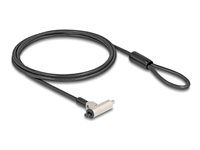 Bezpečnostný káblový zámok - s kľúčovým zámkom, 3 x 7 mm alebo nano slot 2,5 x 6 mm, tenký - strieborná - 1,8 m