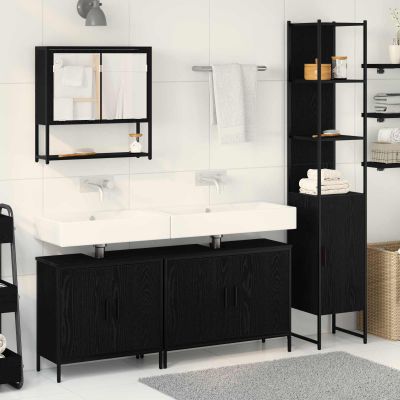vidaXL Sada kúpeľňového nábytku 4 pcs Čierna Kompozitné drevo