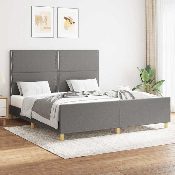 vidaXL Posteľ bez matraca tmavosivá 160x200 cm látka