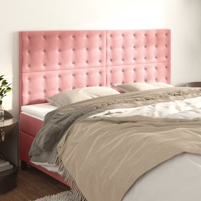 vidaXL Čelo postele ružové 180x5x118/128 cm zamatové