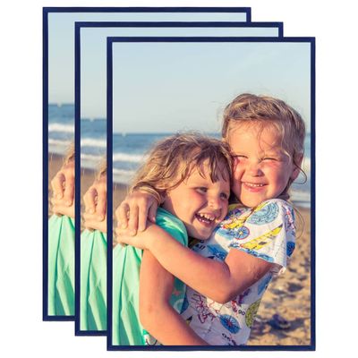 vidaXL Fotorámiky na stenu alebo stôl 3 ks modré 42x59,4 cm MDF