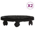 vidaXL Vozíky na rastliny s kolieskami 2 ks priemer 30cm čierne 170 kg