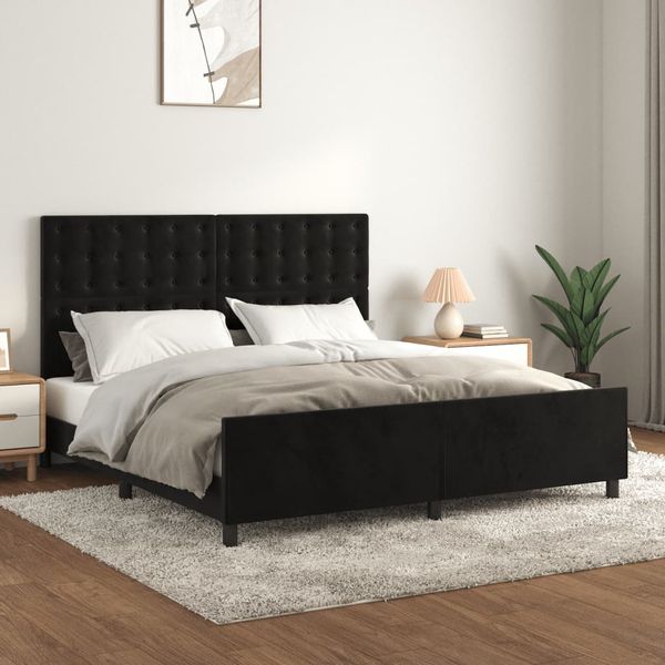 vidaXL Rám postele s čelom čierny 180x200 cm zamat