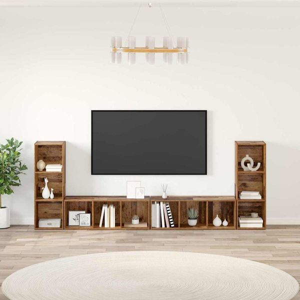 vidaXL Zostava TV skriniek Nástenný 4 pcs Staré drevo 37 x 35 x 107 cm