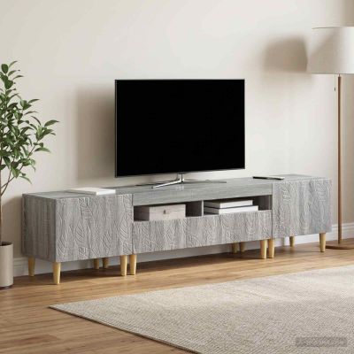 vidaXL 3-dielny LED TV stolík DELFT Sivý Sonoma Kompozitné drevo