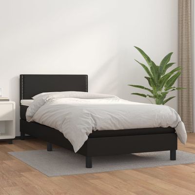vidaXL Boxspring posteľ s matracom čierna 80x200 cm umelá koža