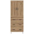 vidaXL Highboard Remeselný dub 69,5 x 34 x 180 cm Kompozitné drevo