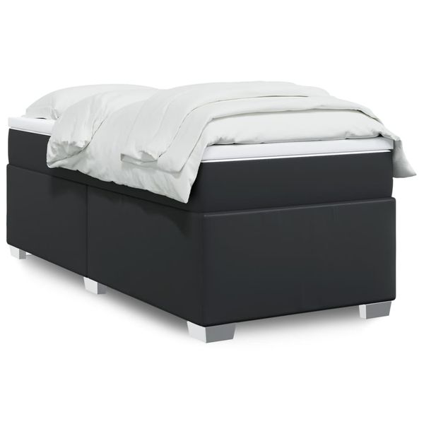 vidaXL Boxspring posteľ s matracom čierny 90x190 cm umelá koža