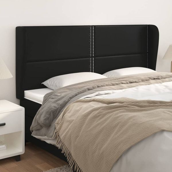 vidaXL Čelo postele so záhybmi čierne 183x23x118/128 cm umelá koža