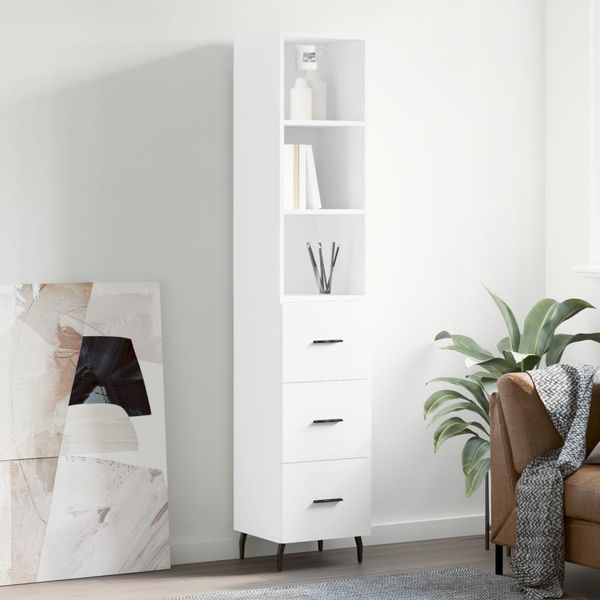 vidaXL Vysoká skrinka biela 34,5x34x180 cm spracované drevo