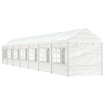 vidaXL Altánok so strechou, biely 15,61x2,28x2,69 m, polyetylén