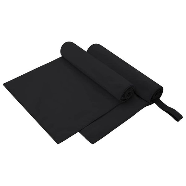 vidaXL Športové uteráky 2 pcs Čierna 100 x 50 cm Polyester a polyamid