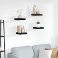 vidaXL Plávajúce nástenné police 4 ks, čierne 23x23,5x3,8 cm, MDF