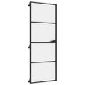 vidaXL Vnútorné dvere tenké čierne 76x201,5 cm tvrdené sklo a hliník