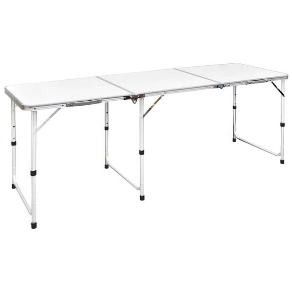 Skladací kempingový stôl z hliníka s nastaviteľnou výškou 180 x 60 cm