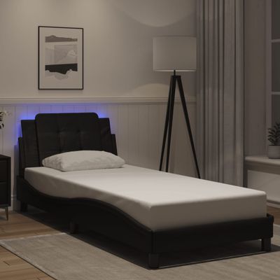 vidaXL Rám postele s LED bez matraca, Zadar, čierny 90x190 cm