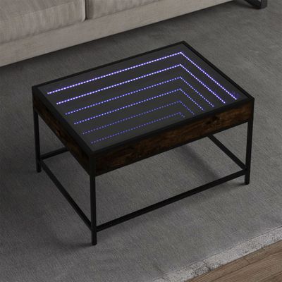 vidaXL Konferenčný stolík s nekonečnými LED dymový dub 70x50x41 cm
