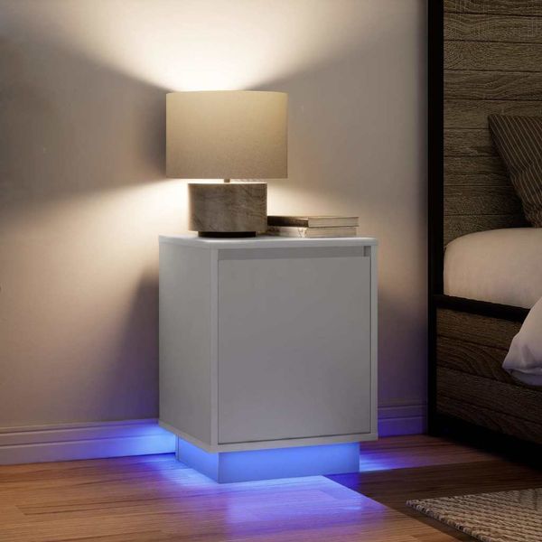 vidaXL Nočné skrinky s LED osvetlením 2 ks Biela 38x34x50 cm