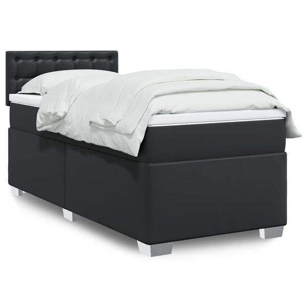 vidaXL Boxspring posteľ s matracom čierna 100x200 cm umelá koža