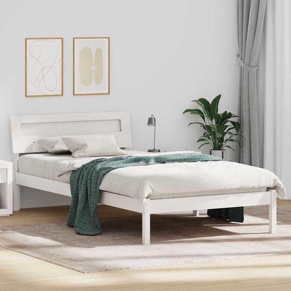 vidaXL Rám postele Biela 100 x 200 cm Masívne borovicové drevo